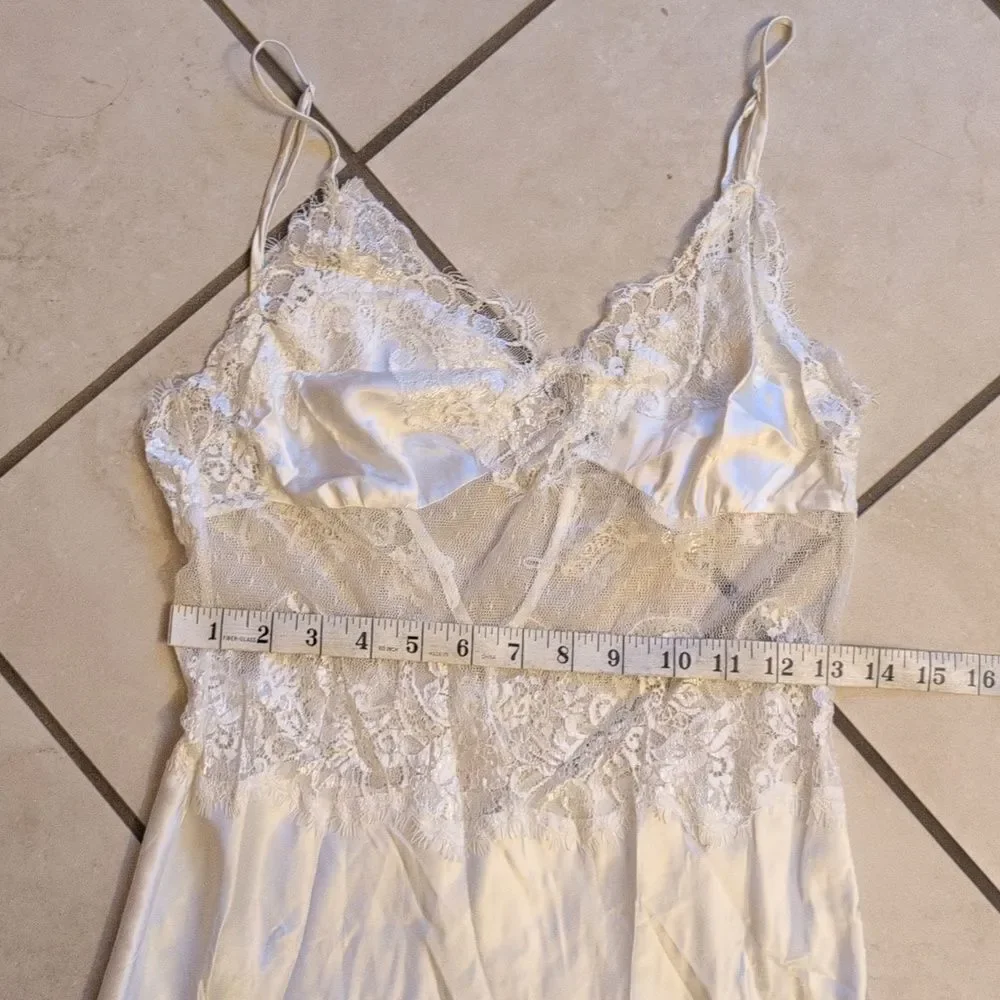 NWT Victoria's Secret Vintage Maxi Nightgown Satin Lace Sheer Stomach Back S